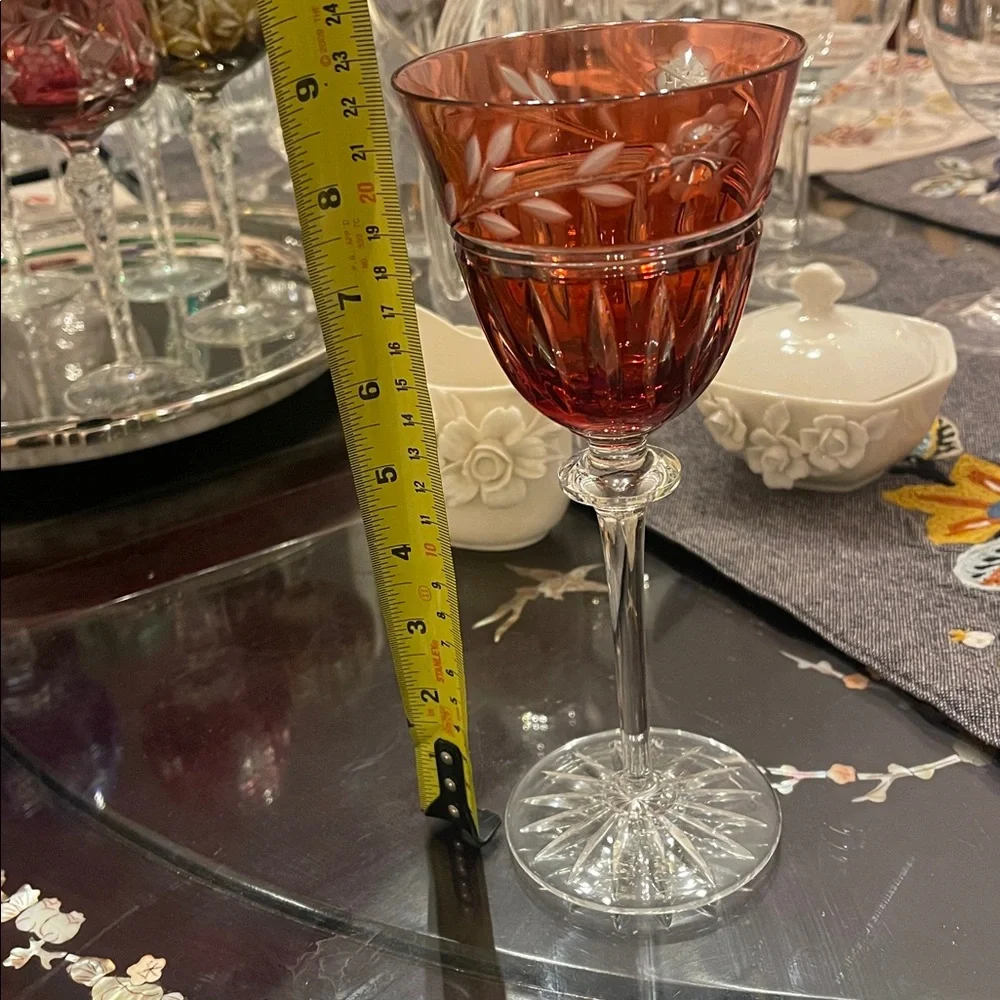 Elegant vintage Red Crystal Wine Glass